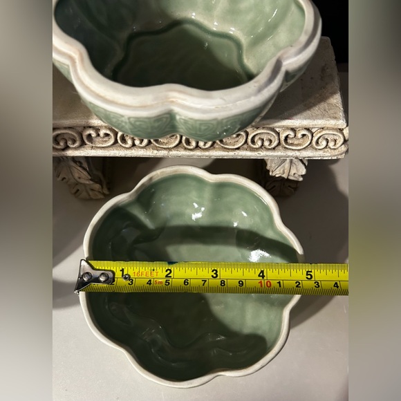 Chopsticks Andrea by Sadek Hand Carved Celadon Longquan w/Flowers & Ruyi Design. - Picture 8 of 15